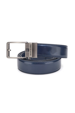Cintura blu in pelle con fibbia in metallo Navigare A3878-35