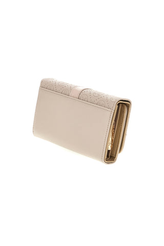 Dolga denarnica prašnato roza barve z monogramom in zlatim zapiranjem Lancetti LL26S-506-68