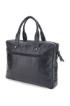 Ventiquattrore nera in pelle con zip e tracolla Nbg 333-1