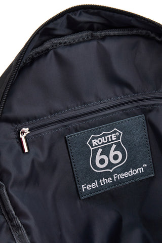 Modro-črn nahrbtnik z več žepi in vrvico spredaj Route 66 66992/L/SETRN