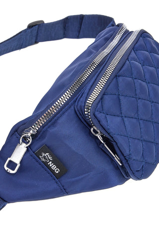 Marsupio blu trapuntato con tasche zip Indigeno metropolitano 8200-A
