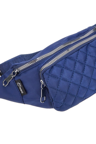 Marsupio blu trapuntato con tasche zip Indigeno metropolitano 8200-A