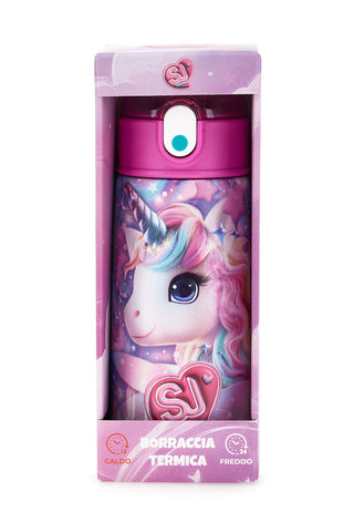 Borraccia termica rosa con cannuccia SJ Girl Unicorno