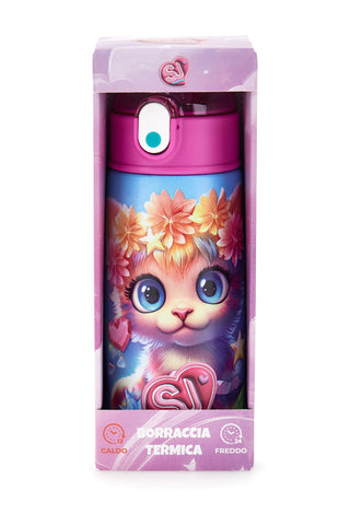 Borraccia termica multicolore con cannuccia SJ Girl Gatto