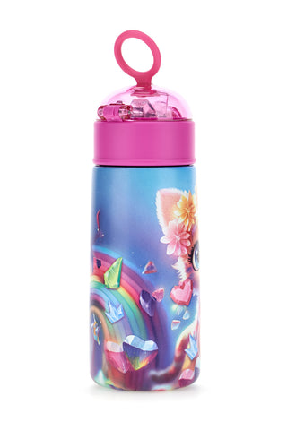 Borraccia termica multicolore con cannuccia SJ Girl Gatto