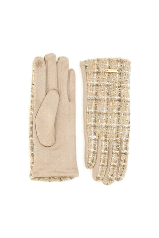 Guanti beige in tweed con touch screen Biagiotti LB25W907-20