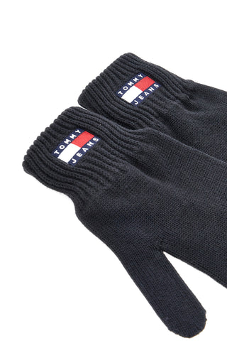 Črne pletene rokavice iz 100 % bombaža Tommy Jeans Heritage Gloves