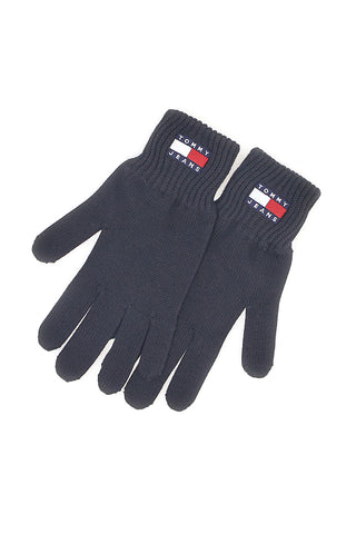 Črne pletene rokavice iz 100 % bombaža Tommy Jeans Heritage Gloves