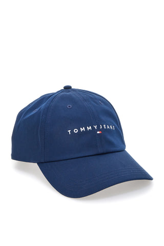 Modra kapa z vezenim logotipom Tommy Jeans Logo Cap