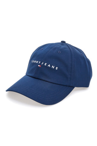 Modra kapa z vezenim logotipom Tommy Jeans Logo Cap