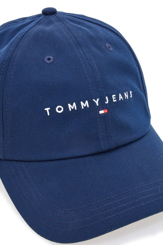 Modra kapa z vezenim logotipom Tommy Jeans Logo Cap