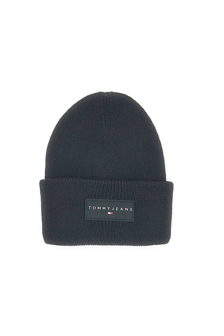 Črna pletena kapa z logotipom Tommy Jeans Linear Beanie