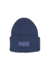 Modra pletena kapa z logotipom Tommy Jeans Linear Beanie