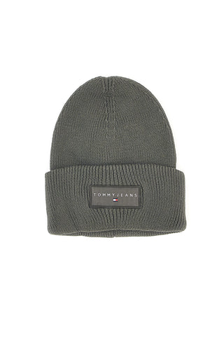 Zelena pletena kapa z logotipom Tommy Jeans Linear Beanie