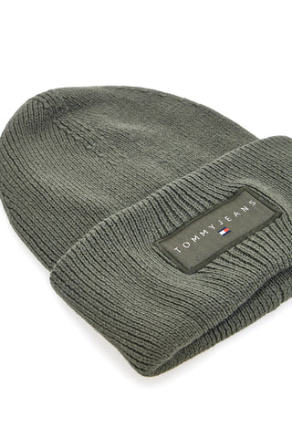 Zelena pletena kapa z logotipom Tommy Jeans Linear Beanie