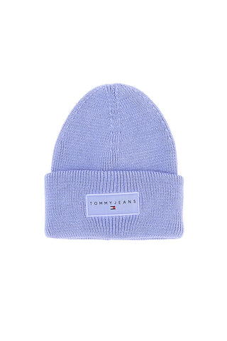 Lila pletena kapa z logotipom Tommy Jeans Linear Beanie