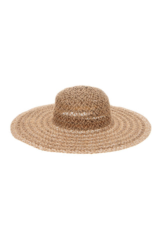 Selun beach beige pleten klobuk s širokim robom SUI 261002/A