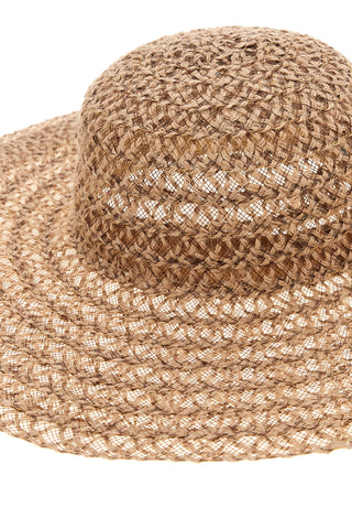 Selun beach beige pleten klobuk s širokim robom SUI 261002/A