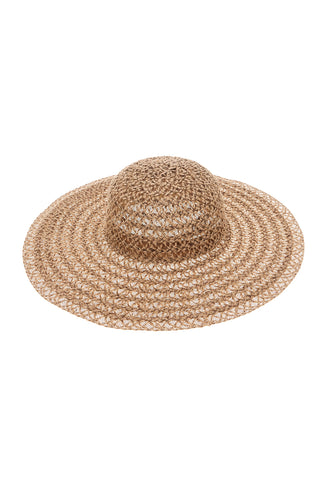 Selun beach beige pleten klobuk s širokim robom SUI 261002/A