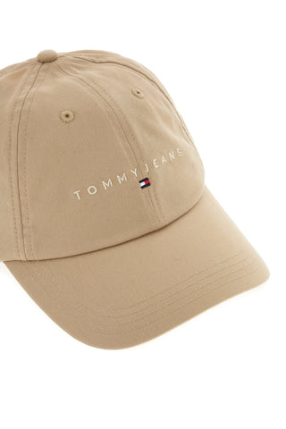 Bež klobuk z izvezenim logotipom Tommy jeans CAP