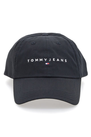 Črna kapa z izvezenim logotipom Tommy jeans CAP